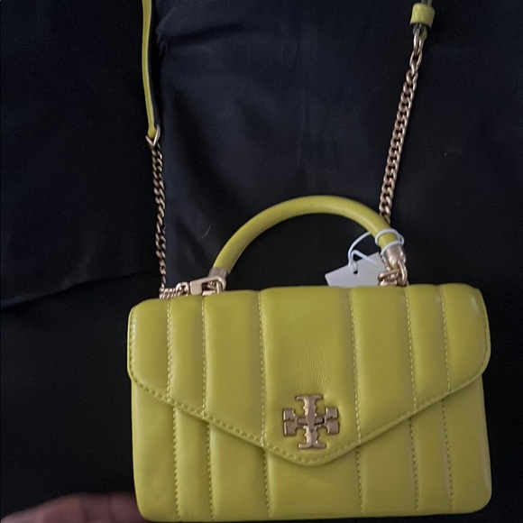 Tory Burch Handbags - Tory Burch Island chartreuse Gold Kira Mini Bag with Quilted Design